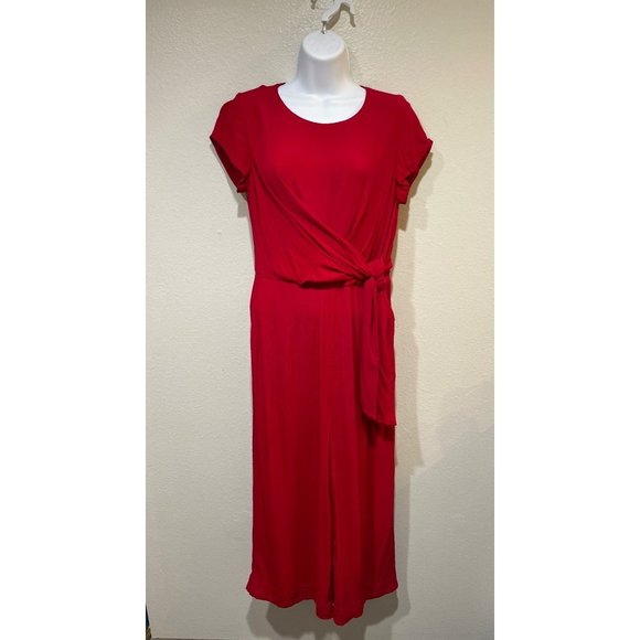 Anthropologie Maeve size 6 Red Wide-Leg Tie Front Jumpsuit - Picture 2 of 13